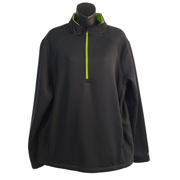 Slazenger Other - Slazenger Sweatshirt Shirt Men's L Fleece Black/Green 3/4 Zipper